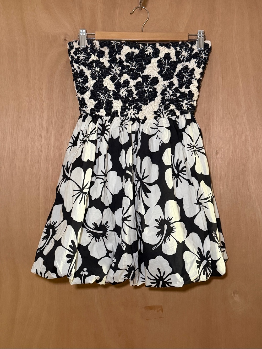 Strapless Black & White Floral Sundress